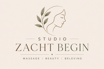 Logo for Zacht Begin massage voor moeders, with a pregnant woman, lavender, and soft beige tones