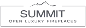 The Summit Luxury Fireplaces logo in a box with mountain peaks on top
