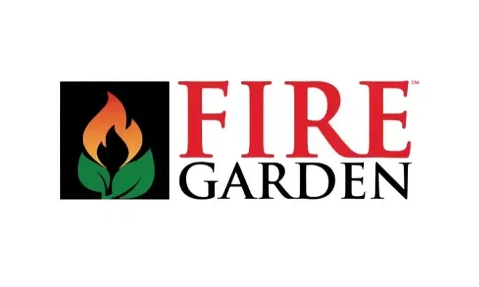 Fire Garden logo with red and black text and a flame icon in a black square