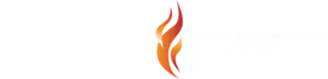 The Modern Flames logo with an orange flame in the middle.