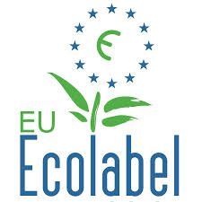 EU-Umweltzeichen-Logo mit blauen Sternen, grünem Blattspross und blau-grünem Text