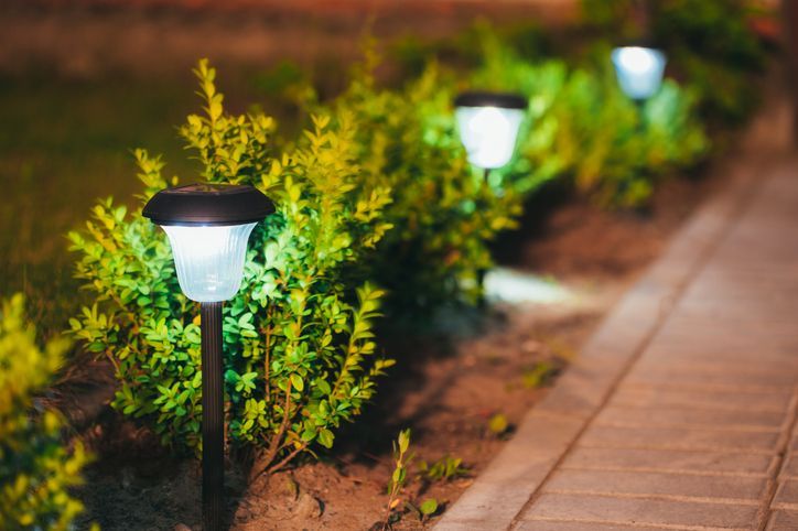 Small Solar Garden Light, Lantern In Flower Bed