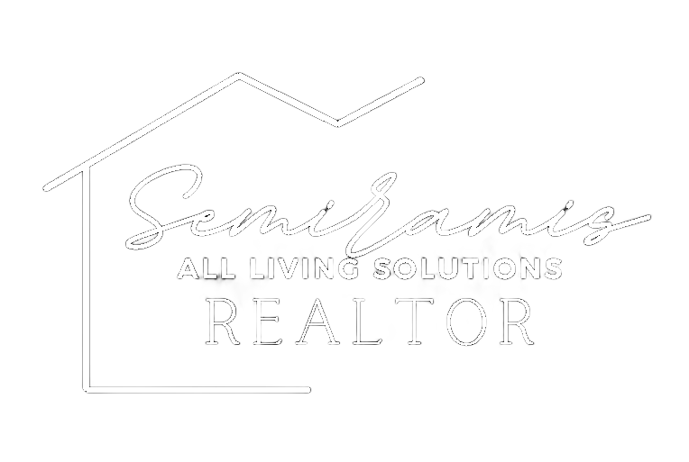 Stylized real estate logo with house outline and text &ldquo;Semiramis All Living Solutions REALTOR&rdquo;