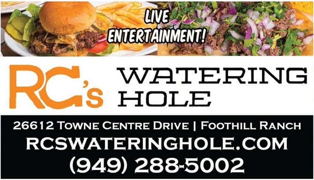 RC's Watering Hole restaurant ad. Burger & tacos, with