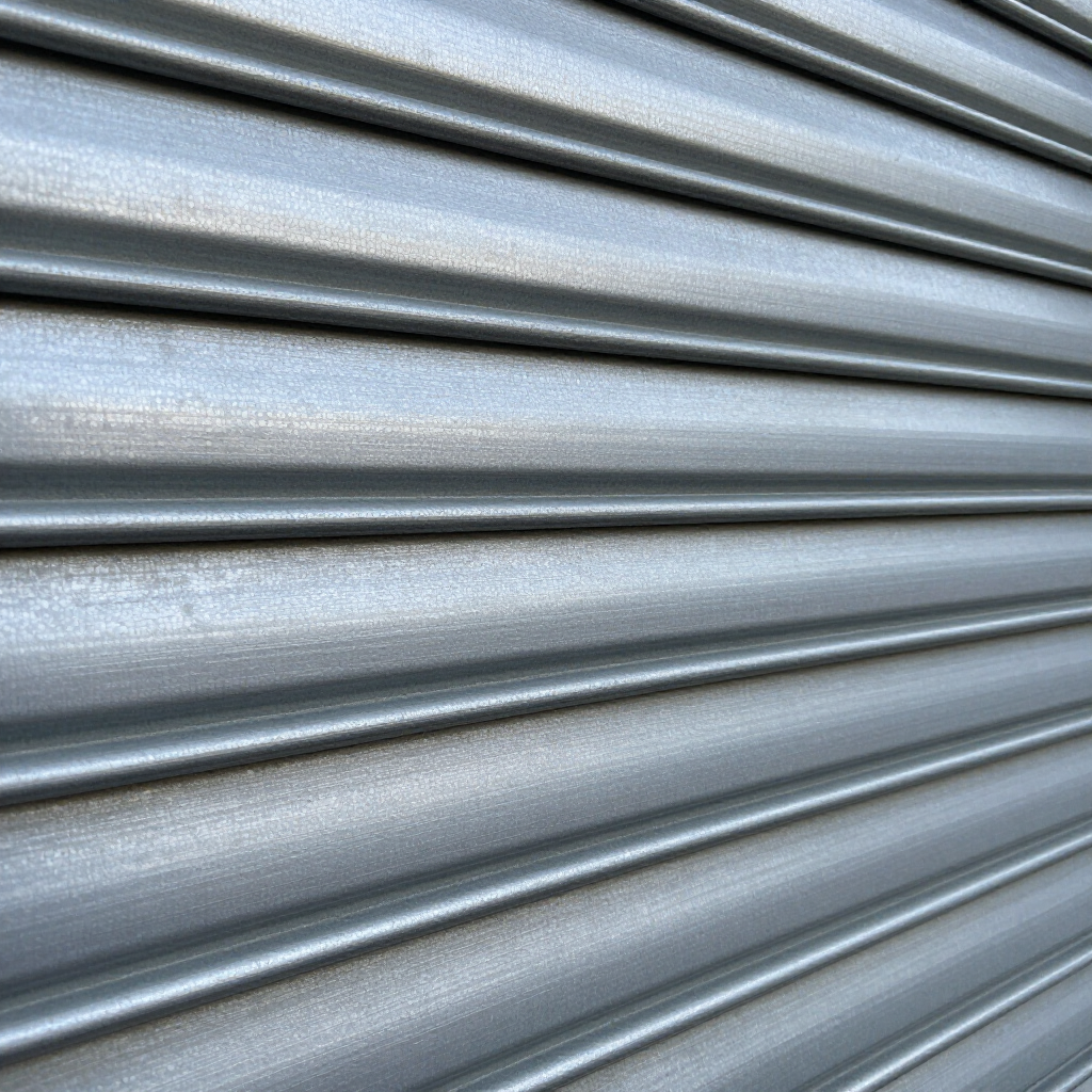 Detalle de cortina de acero enrollable para seguridad
