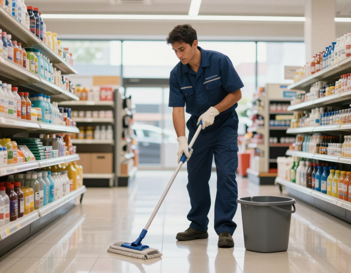 Personal de limpieza en comercio