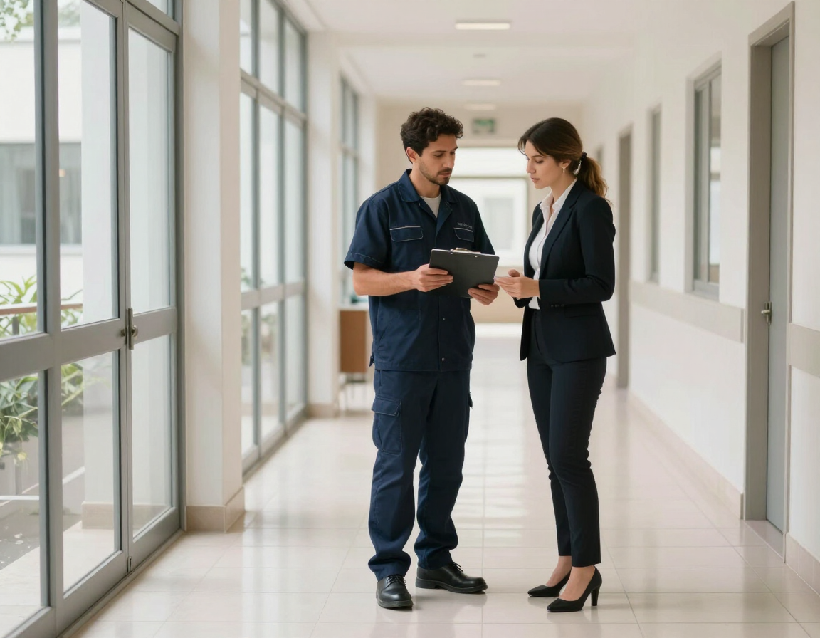 Visita técnica para evaluar un servicio de limpieza institucional