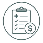 Clipboard checklist with dollar sign icon in a circle, suggesting billing or payment tracking