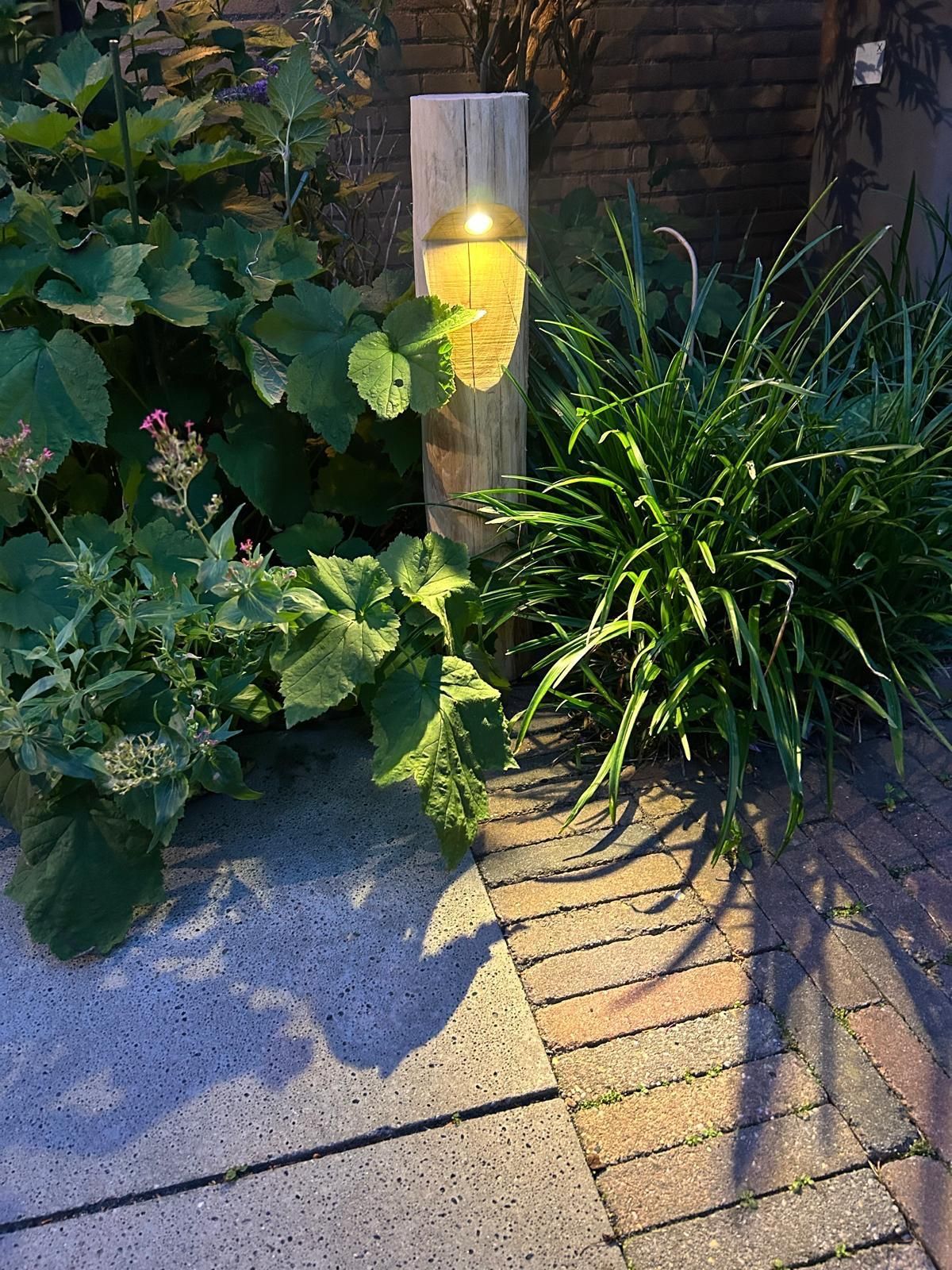 ronde houten tuinlamp