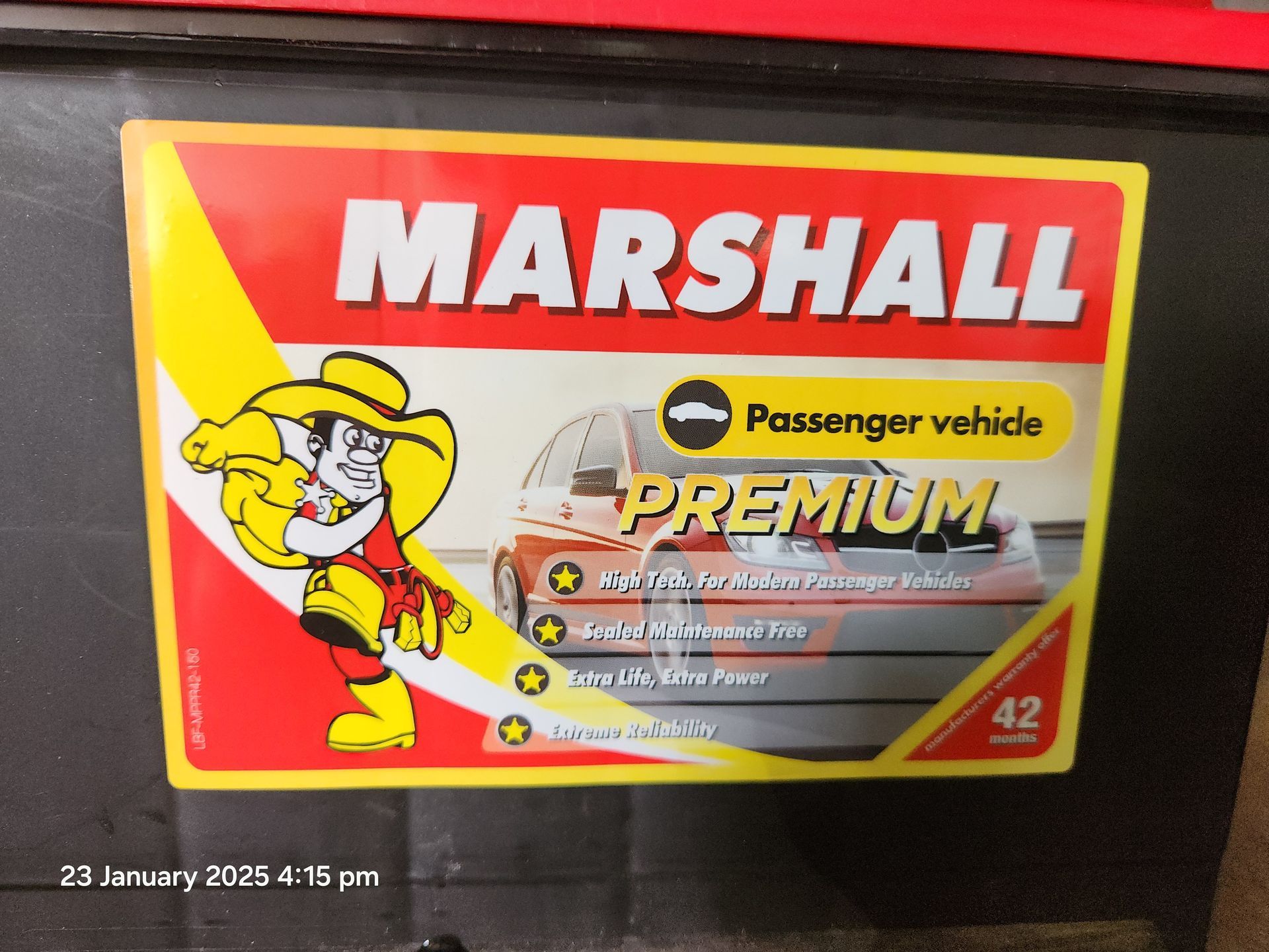 A Car Battery With Marshall Written On It — Cairns Roadside Assist In Gordonvale, QLD