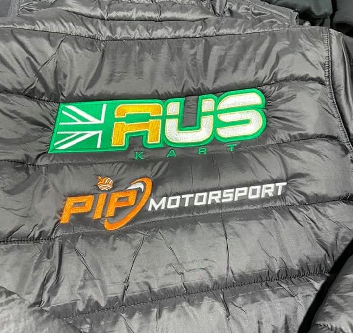 Stylish Australian Aus Kart PIP Motorsport intricate embroidery jacket — Screen Printer in Dubbo, NSW