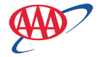 AAA logo with red letters inside an oval and a blue swoosh around it