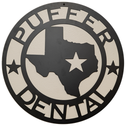 Circular metal sign with 