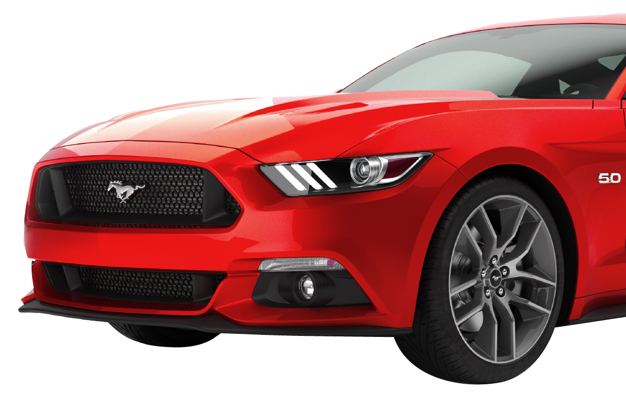 Ford Mustang V8 5.0L. luxury stylish car isolated on white background. 3D render.