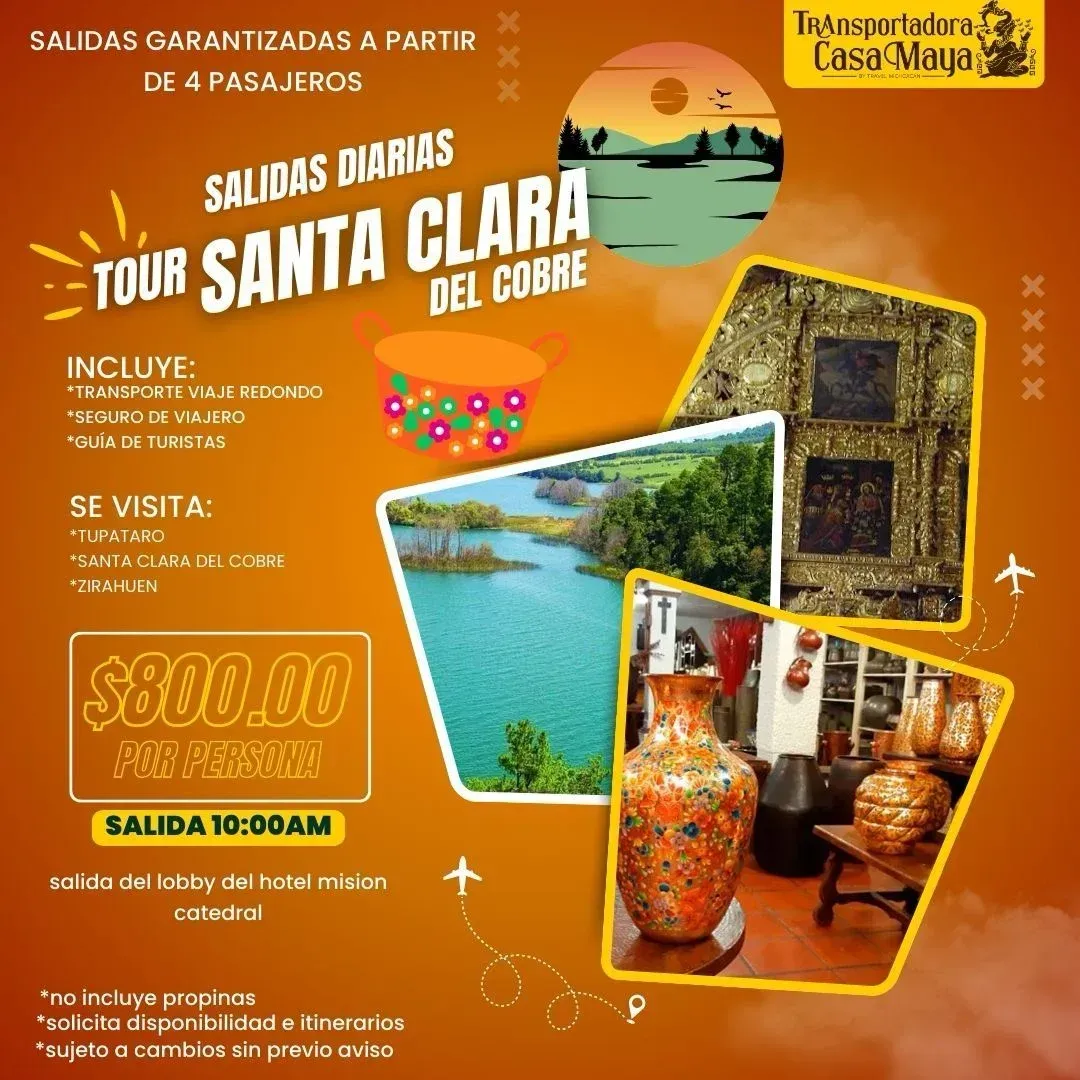 A poster for a tour of santa clara del cobre