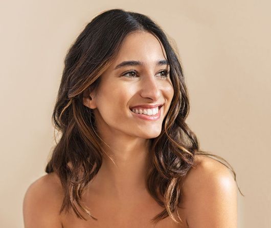 Smiling brunette woman