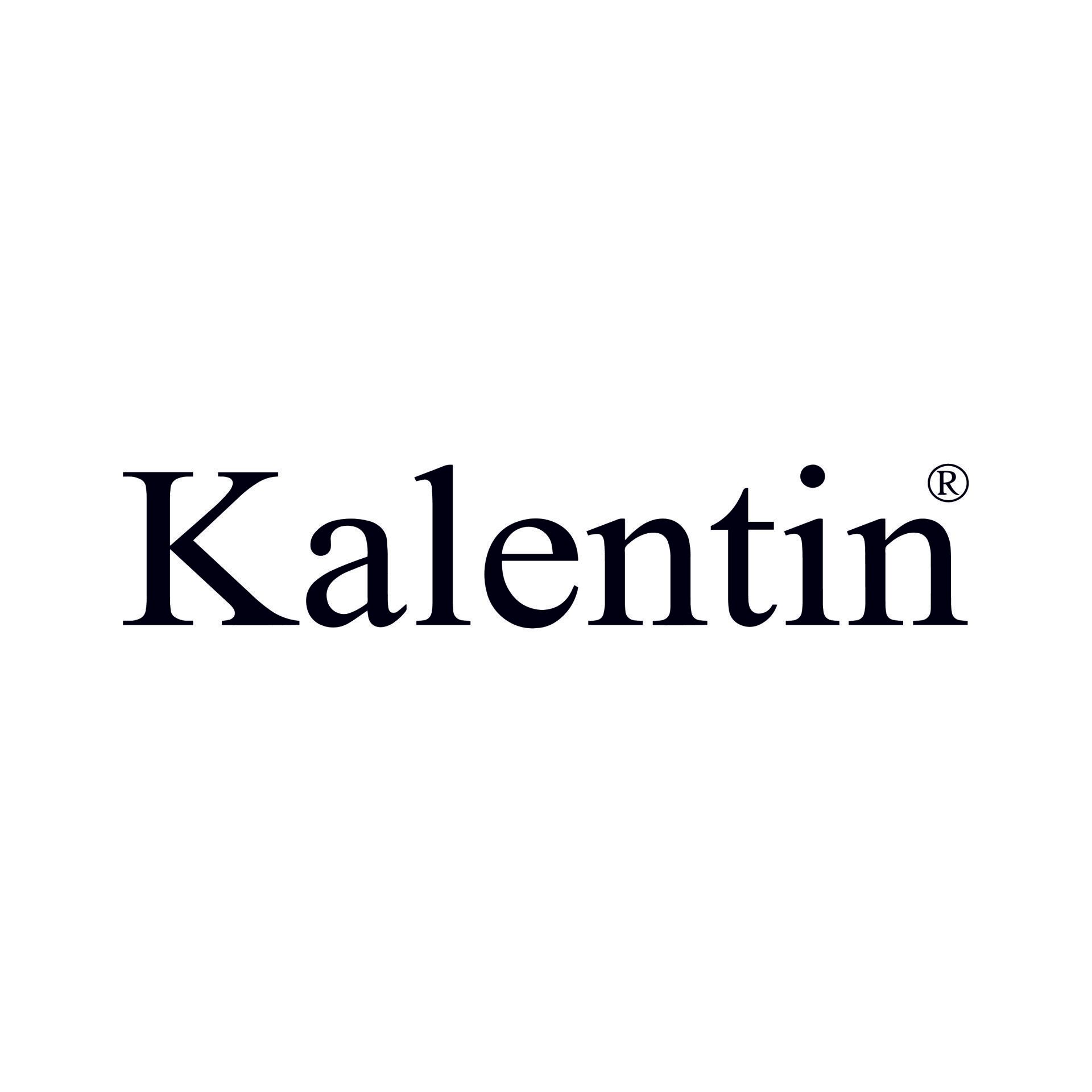 Un logo in bianco e nero per kalentin su sfondo bianco.
