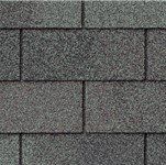 Gray asphalt roof shingles.