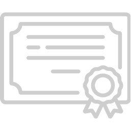 Certificate icon with horizontal lines and a ribbon.
