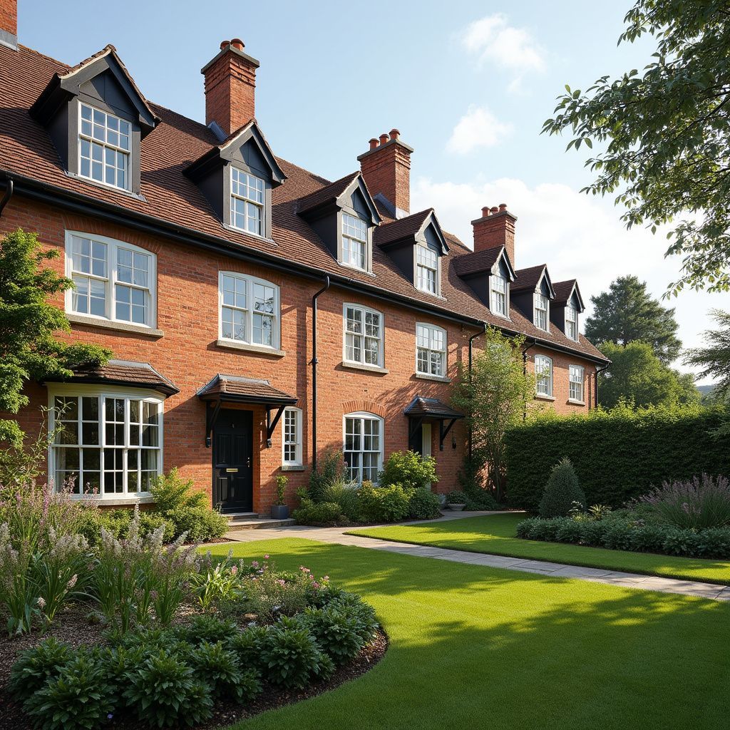 A row of modern attractive houses