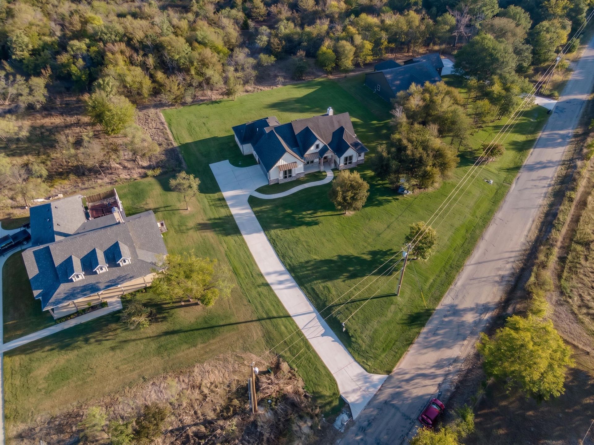 aerial view custom home North Texas