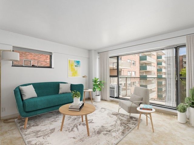 Living room at 100 Memorial Drive.
