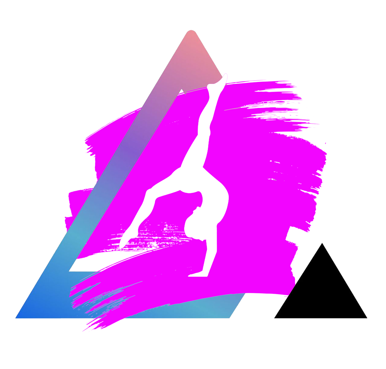 A gymnast is doing a handstand in a triangle.