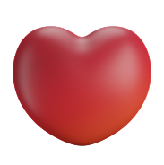 Red, 3D heart shape with gradient from dark red to orange.