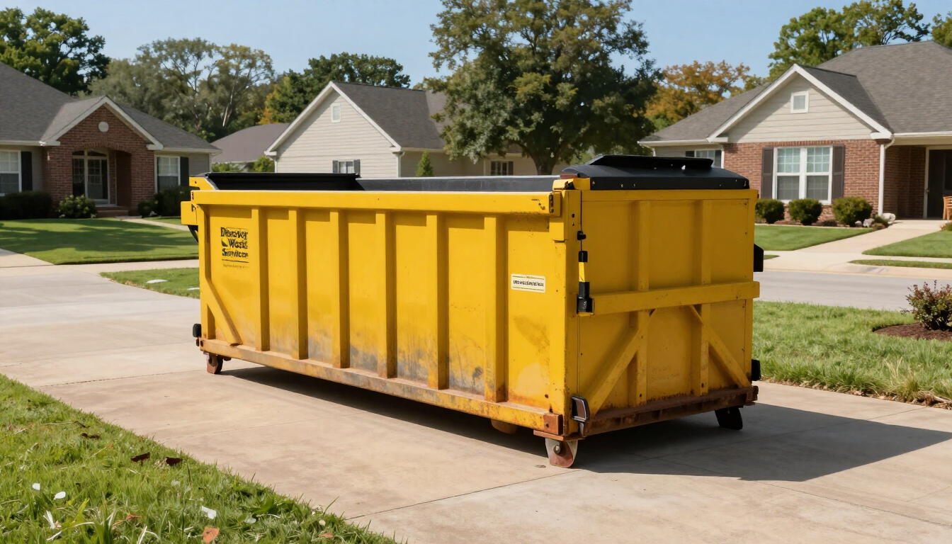 Professional roll off dumpster in Oklahoma City residential area