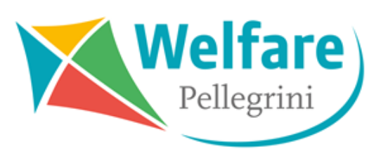 Un logo per il welfare pellegrini con un aquilone al centro