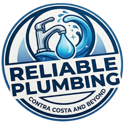 Reliable Plumbing logo with blue faucet, water droplet, and “Contra Costa and Beyond” text