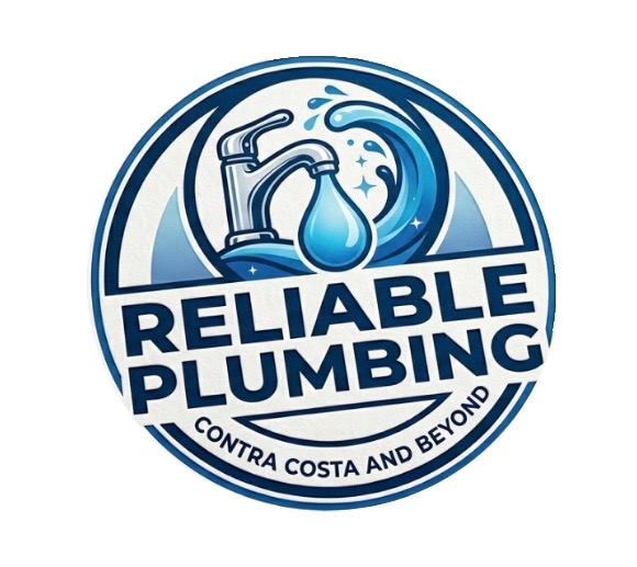 Reliable Plumbing logo with blue faucet, water droplet, and “Contra Costa and Beyond” text