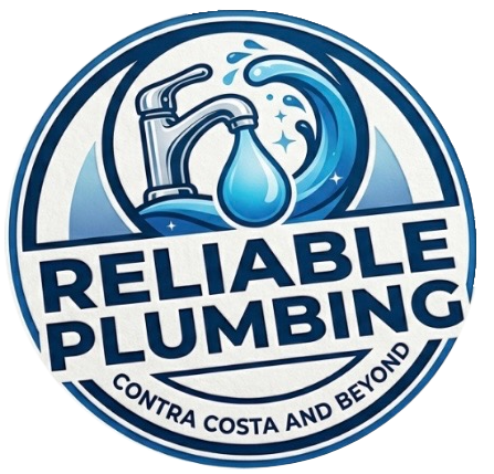 Reliable Plumbing logo with blue faucet, water droplet, and “Contra Costa and Beyond” text