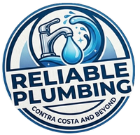 Reliable Plumbing logo with blue faucet, water droplet, and “Contra Costa and Beyond” text