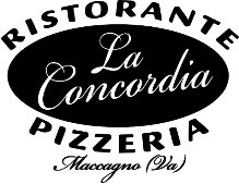 Black-and-white logo for Ristorante La Concordia Pizzeria, Maggiano Val.