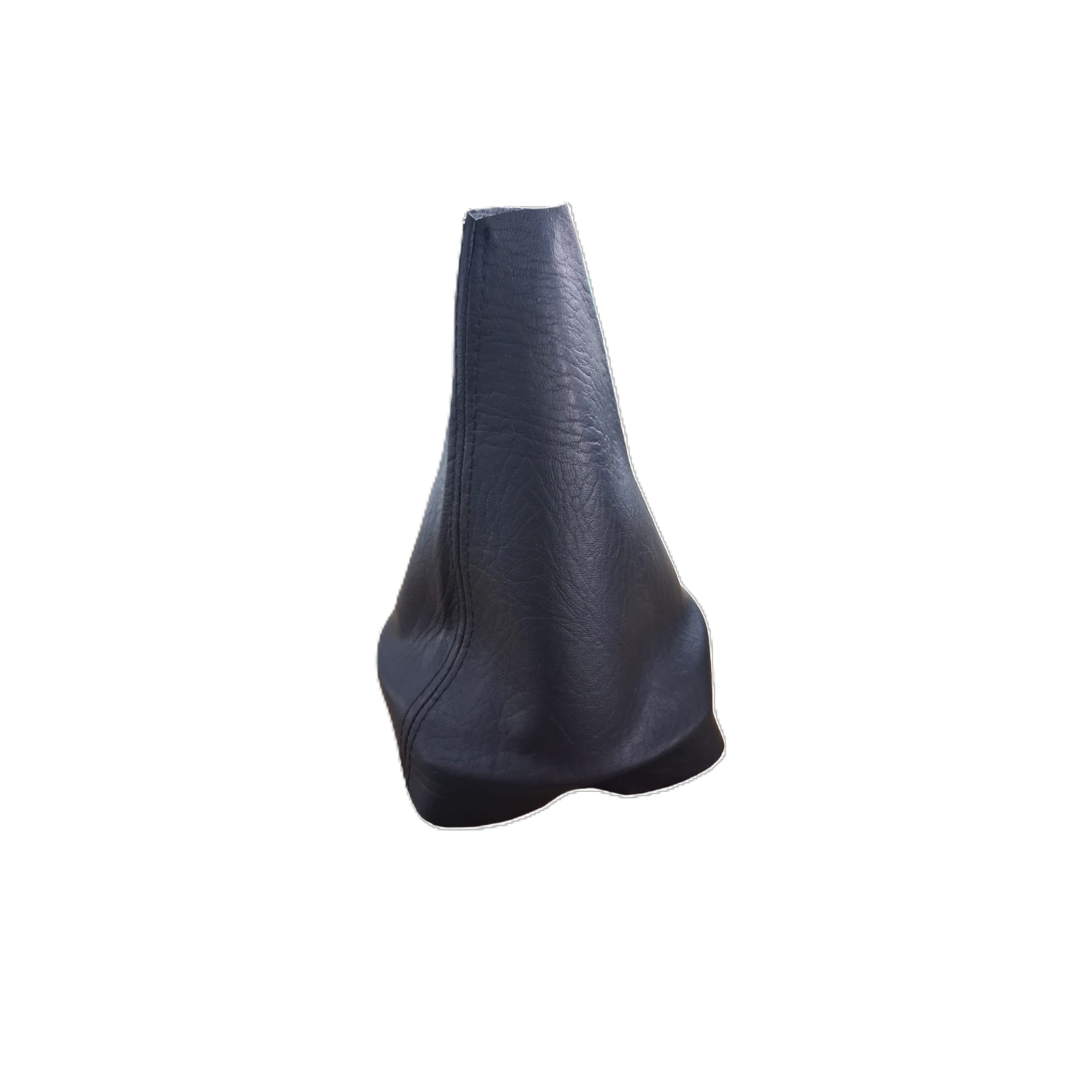 Tres piezas de tela negras en forma de cono sobre un fondo blanco.