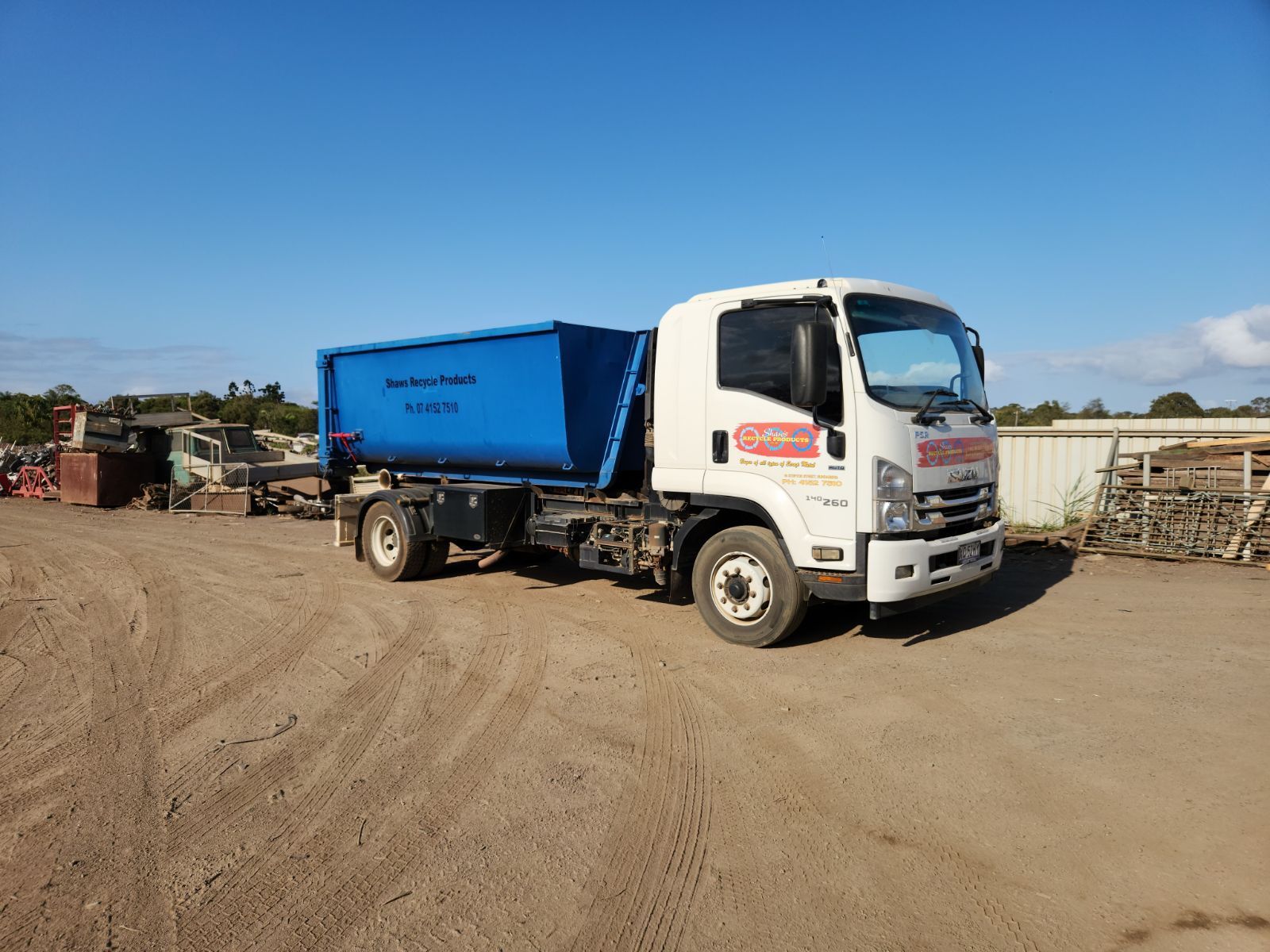 White With Yellow Container Hook Truck - The Scrap Metal Recyclers in Bundaberg, QLD
