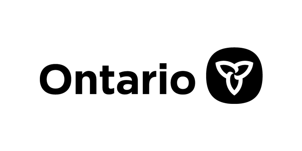 A black and white logo for ontario with a heart in a circle.