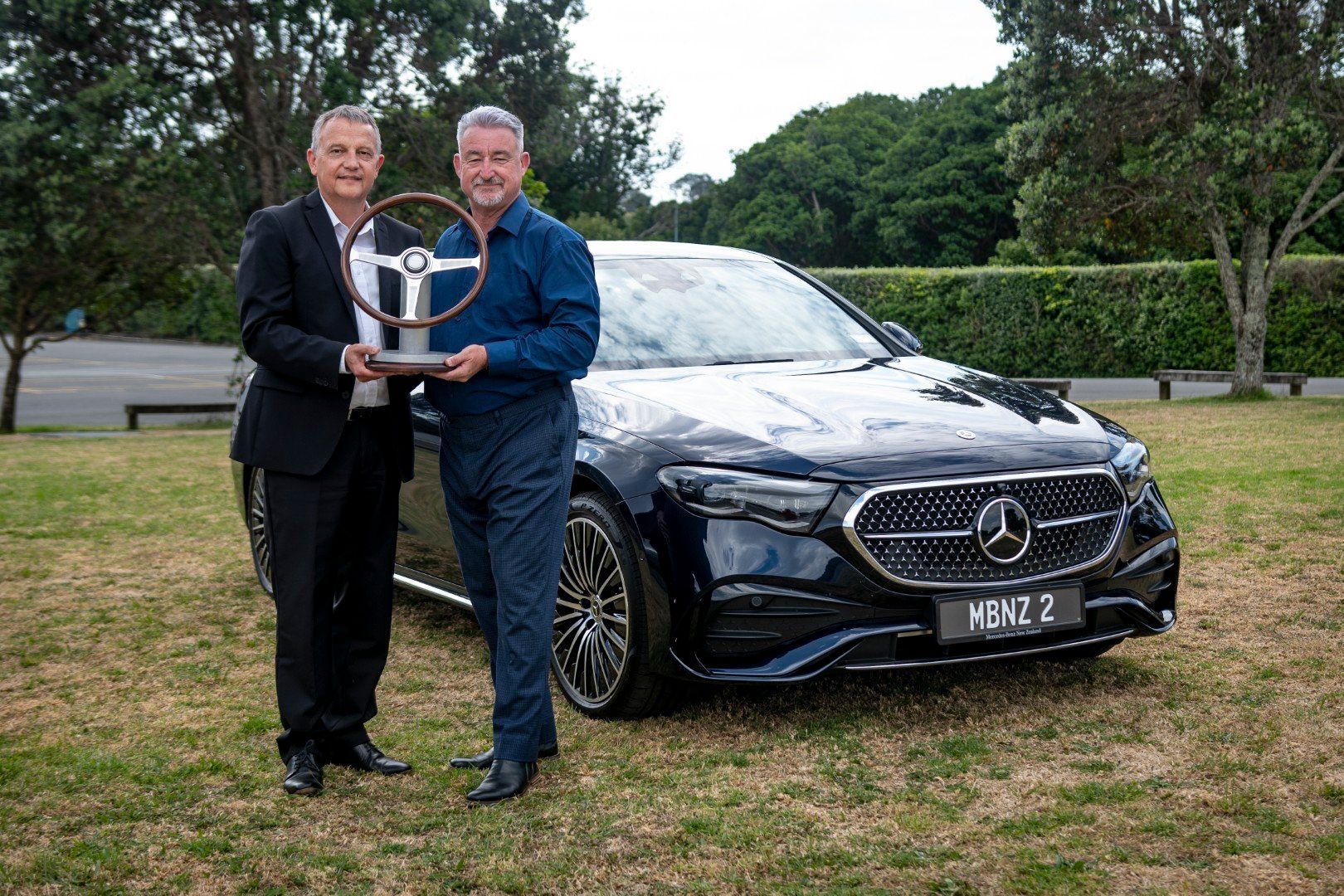 Mercedes-Benz NZ general manager Joerg Schmidt.(left) and Robert Barry.