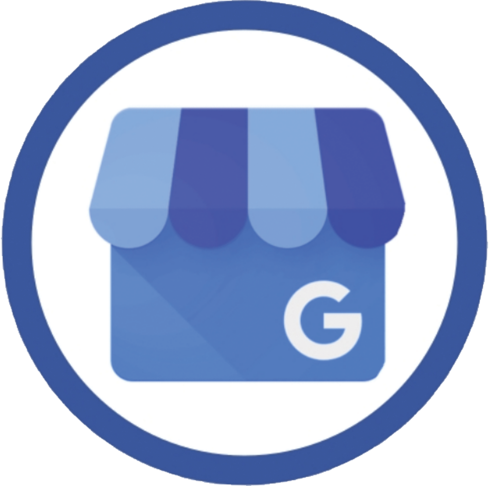 A google business icon in a blue circle