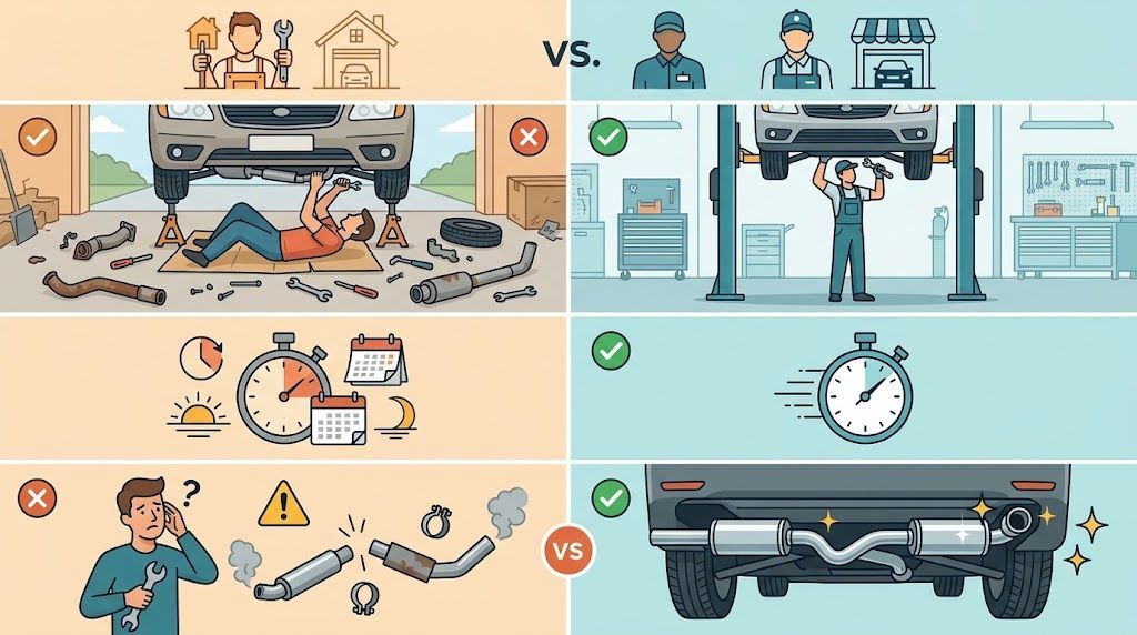 Comparison chart DIY vs. professional exhaust installation