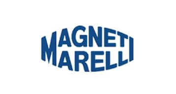 Logotipo azul de MAGNETI MARELLI sobre fondo blanco
