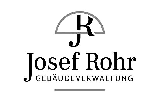 Ein schwarz-weißes Logo für josef rohr gebäudeverwaltung