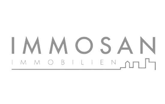 Ein schwarz-weißes Logo für Immosan Immobilien