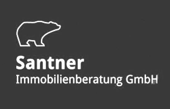 Ein schwarz-weißes Logo für die Santner Immobilienberatung GmbH