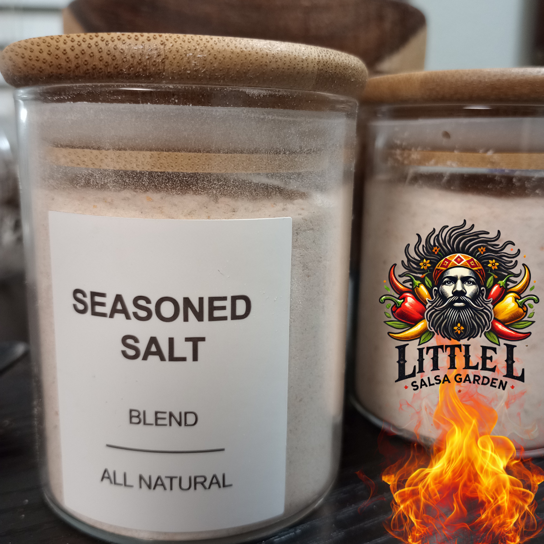 Jars of seasoned salt blend all natural from little l salsa garden
