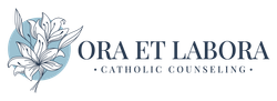 Logo: Blue circle with white flowers, text