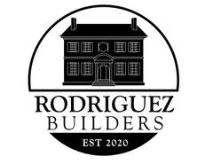 Rodriguez Builders logo with blue house and “Est 2020” on a cream background