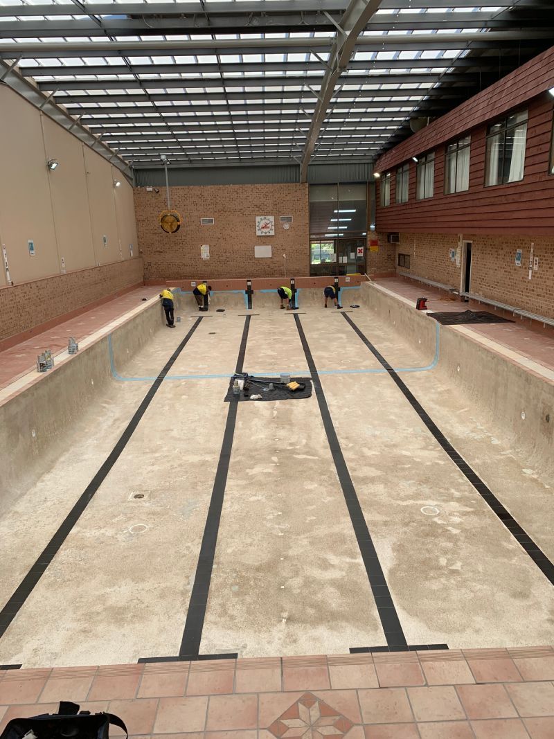 commercial pool before work