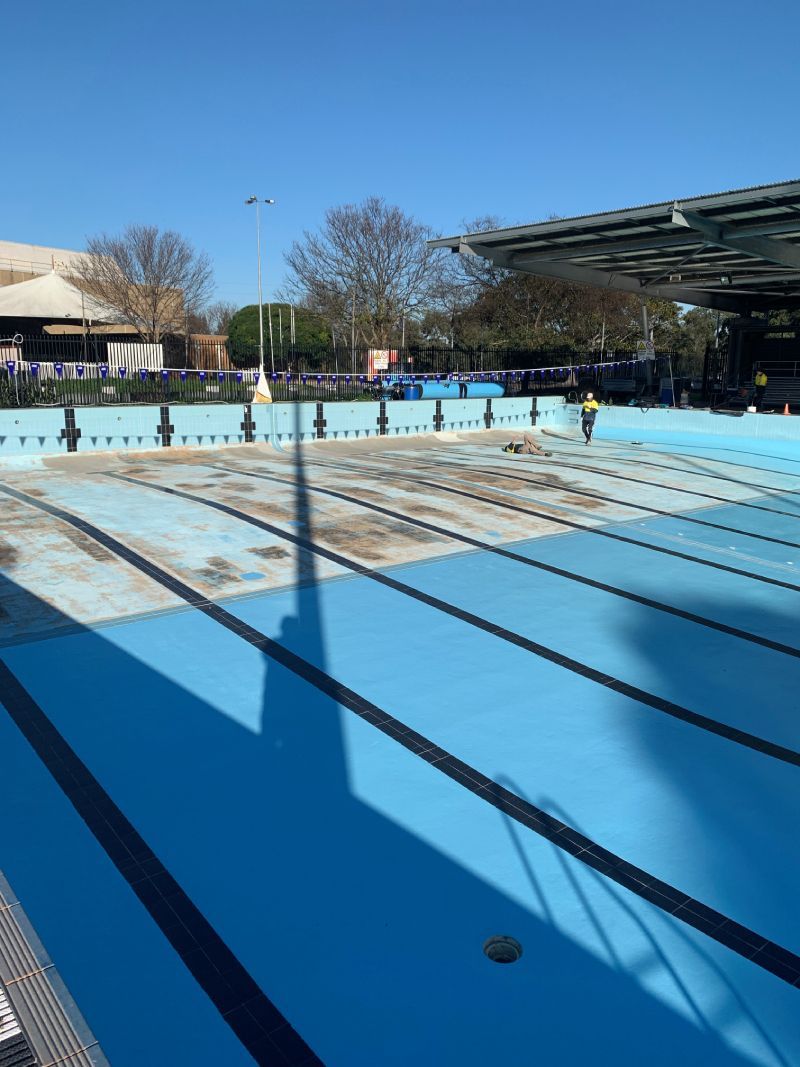 pool floor after paint